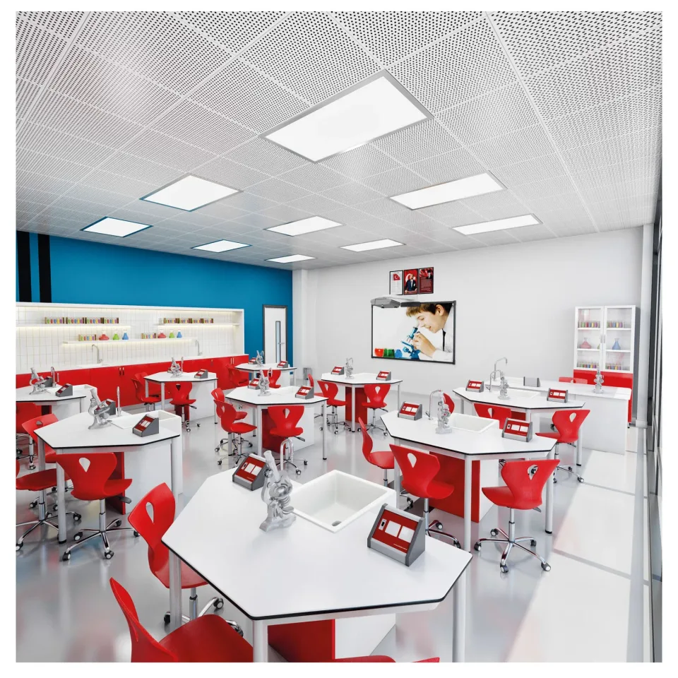 Dulapul de laborator RFG Science Quin, pentru 24 de elevi, alb-roșu