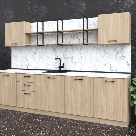 Kitchen Allegra, 3000 x 600 x 2110 mm, culoare de lux