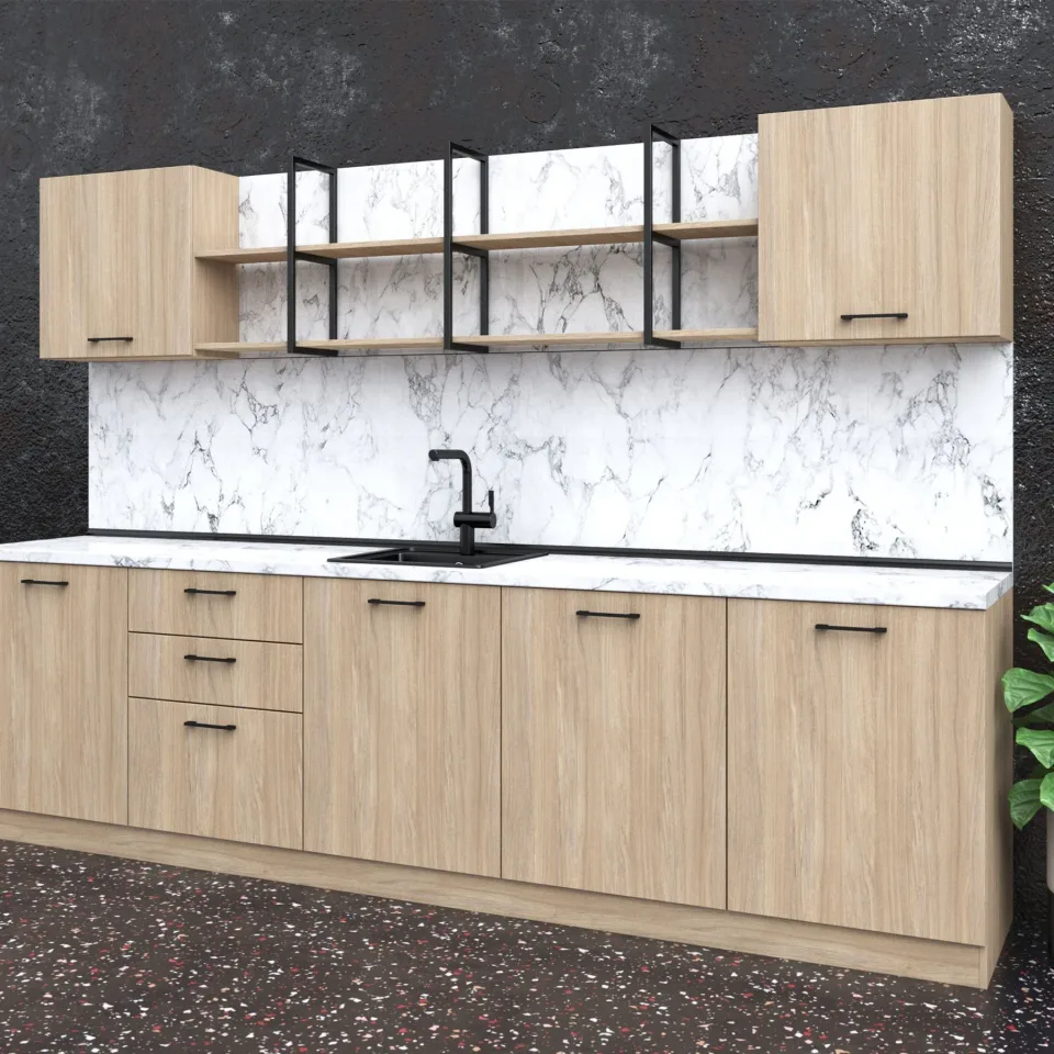 Kitchen Allegra, 3000 x 600 x 2110 mm, culoare de lux