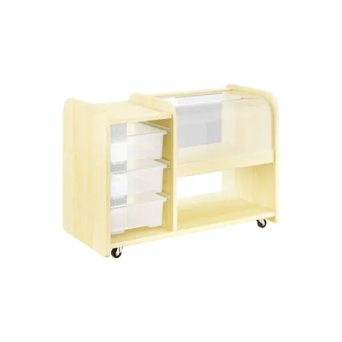 Raft RFG Smarty F102759, pe roți, 3 tăvi, placaj de 18 mm, 800 x 400 x 540 mm