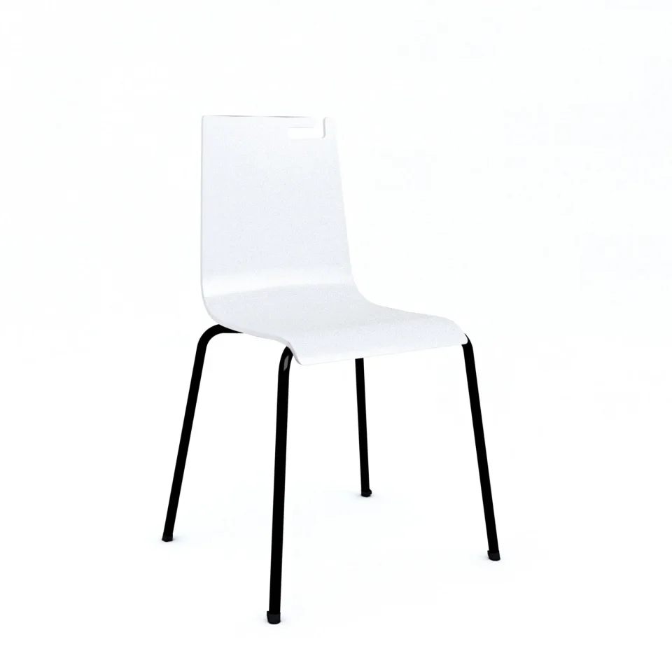 Scaun RFG Solo Polywood, 400 x 400 x 810 mm, alb, metal negru