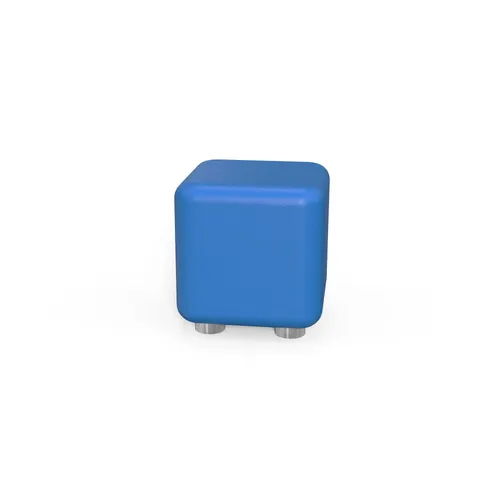 Taburet RFG Cube, 60 x 60 x 43H, piele ecologică, albastru
