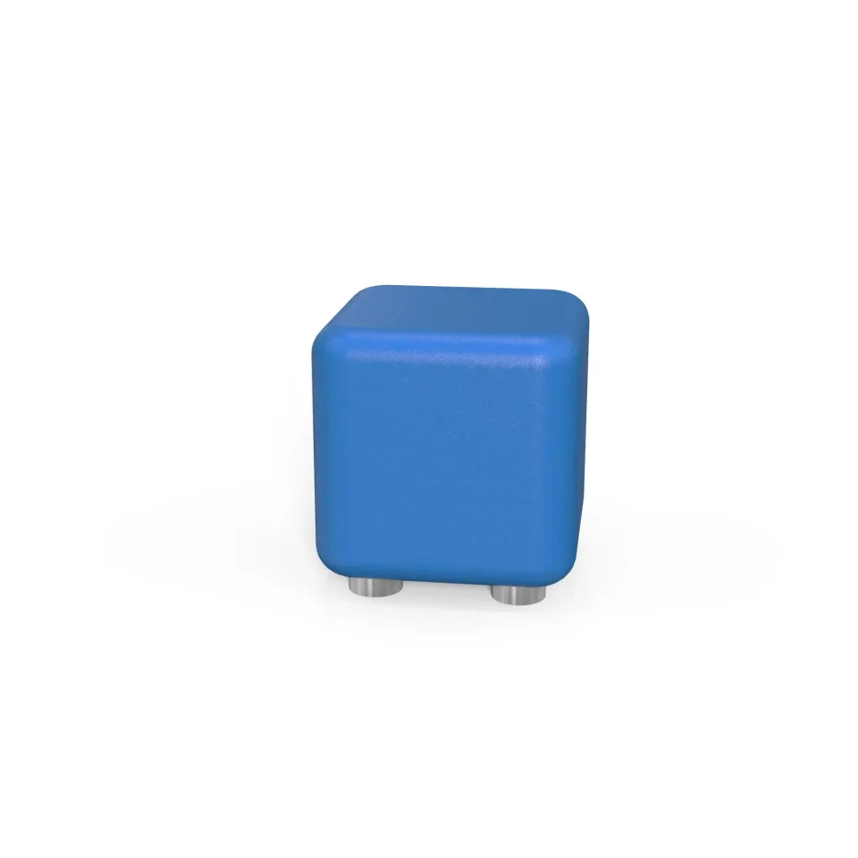 Taburet RFG Cube, 60 x 60 x 43H, piele ecologică, albastru