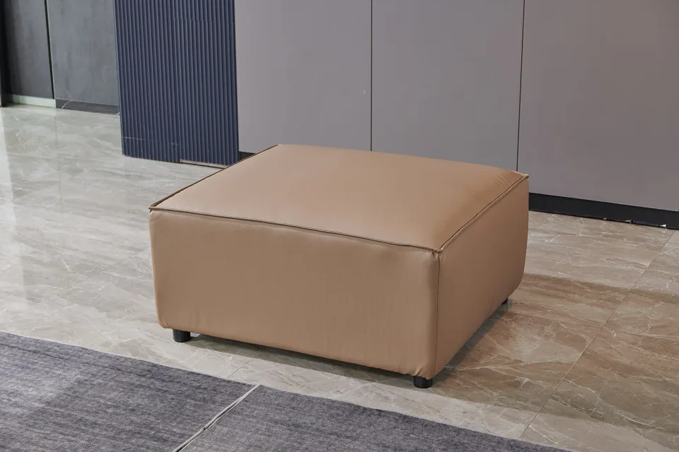 Taburet RFG Kiano, pătrat, piele ecologică, 750 x 880 x 420 mm, maro