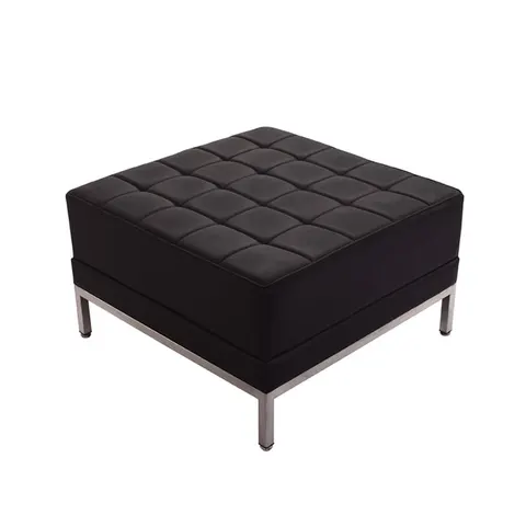 Taburet RFG Neo, pătrat, piele ecologică, 700 x 700 x 450 mm, negru