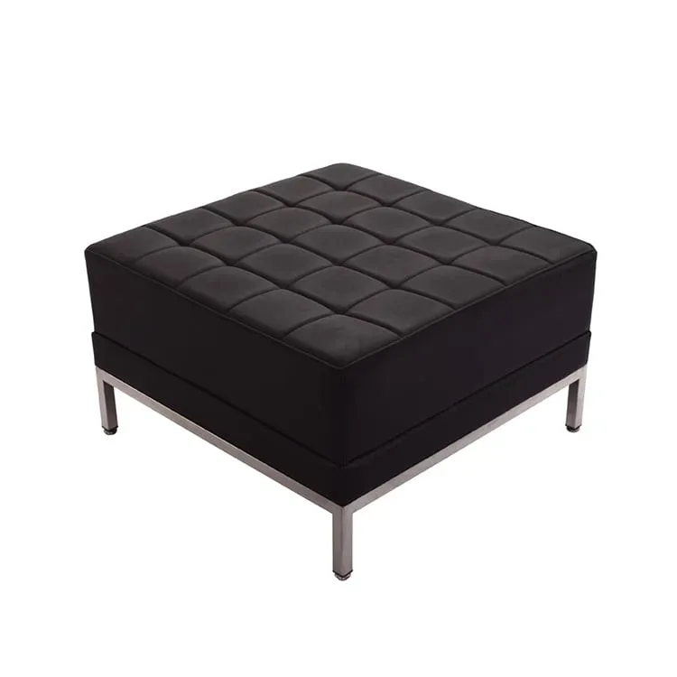 Taburet RFG Neo, pătrat, piele ecologică, 700 x 700 x 450 mm, negru