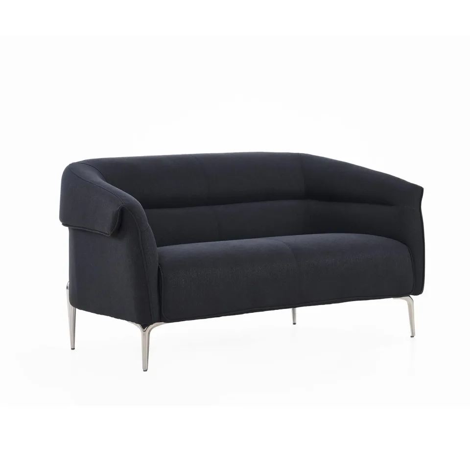 Canapea RFG Megan, două locuri, textil, bază metalică, 1560 x 820 x 740 mm, negru