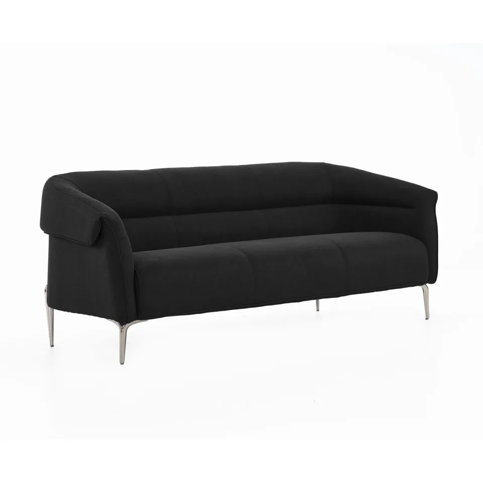 Canapea RFG Megan, trei locuri, textil, bază metalică, 1930 x 820 x 740 mm, negru