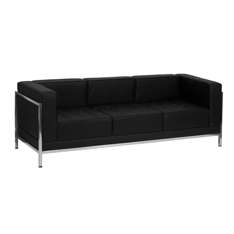 Canapea RFG Neo, trei locuri, piele ecologică, bază metalică, 2010 x 720 x 700 mm, negru