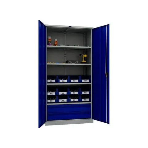 Dulap pentru unelte TC1995 004020, 950 x 500 x 1900 mm, albastru-gri