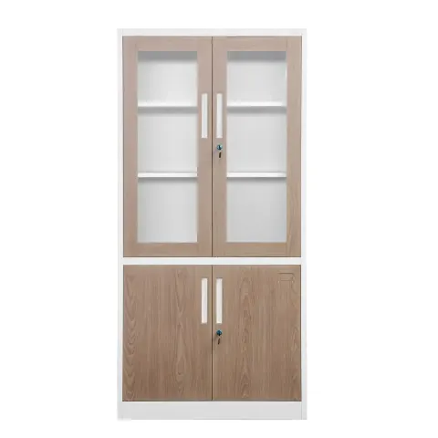 Dulap RFG, medical, cu uși din sticlă, 900 ? 400 ? 1850 mm, stejar chihlimbar & alb