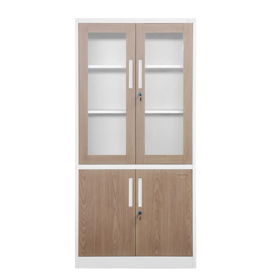Dulap RFG, medical, cu uși din sticlă, 900 ? 400 ? 1850 mm, stejar chihlimbar & alb