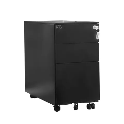 RFG Corp cu sertare, metal, trei sertare cu încuietoare, 300 ? 600 ? 560 mm, negru