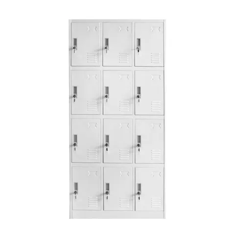 Dulap RFG, metalic, cu douăsprezece compartimente, 185 x 90 x 40 cm, gri