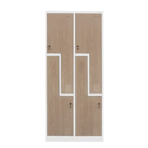 Dulap RFG, dublu, metalic, uși în formă de Z, 800 x 450 x 1850 mm, stejar chihlimbar & alb