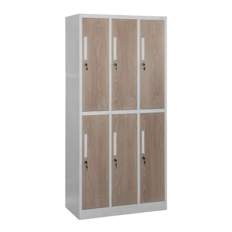 RFG Dulap, triplu, metalic, cu 6 uși, 900 ? 450 ? 1850 mm, stejar chihlimbar & alb