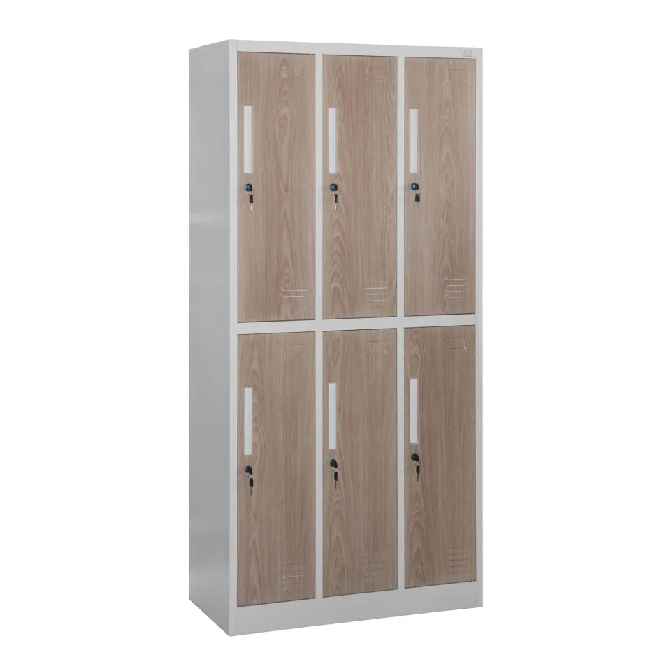 RFG Dulap, triplu, metalic, cu 6 uși, 900 ? 450 ? 1850 mm, stejar chihlimbar & alb