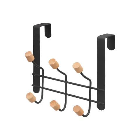 Cuier pentru ușă Berilo Knobs, 6 cârlige, negru