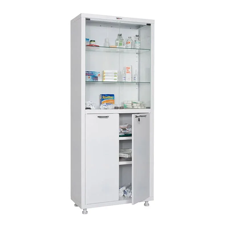 Cabinet medical, ușă de sticlă, 700 x 320 x 1650–1750 mm, alb
