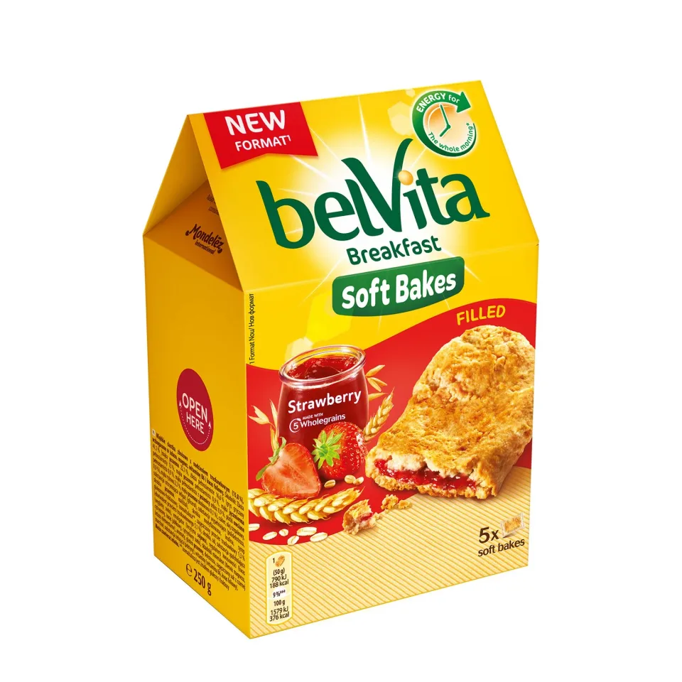 Belvita Biscuiți, moi, cu umplutură de căpșuni, 250 g