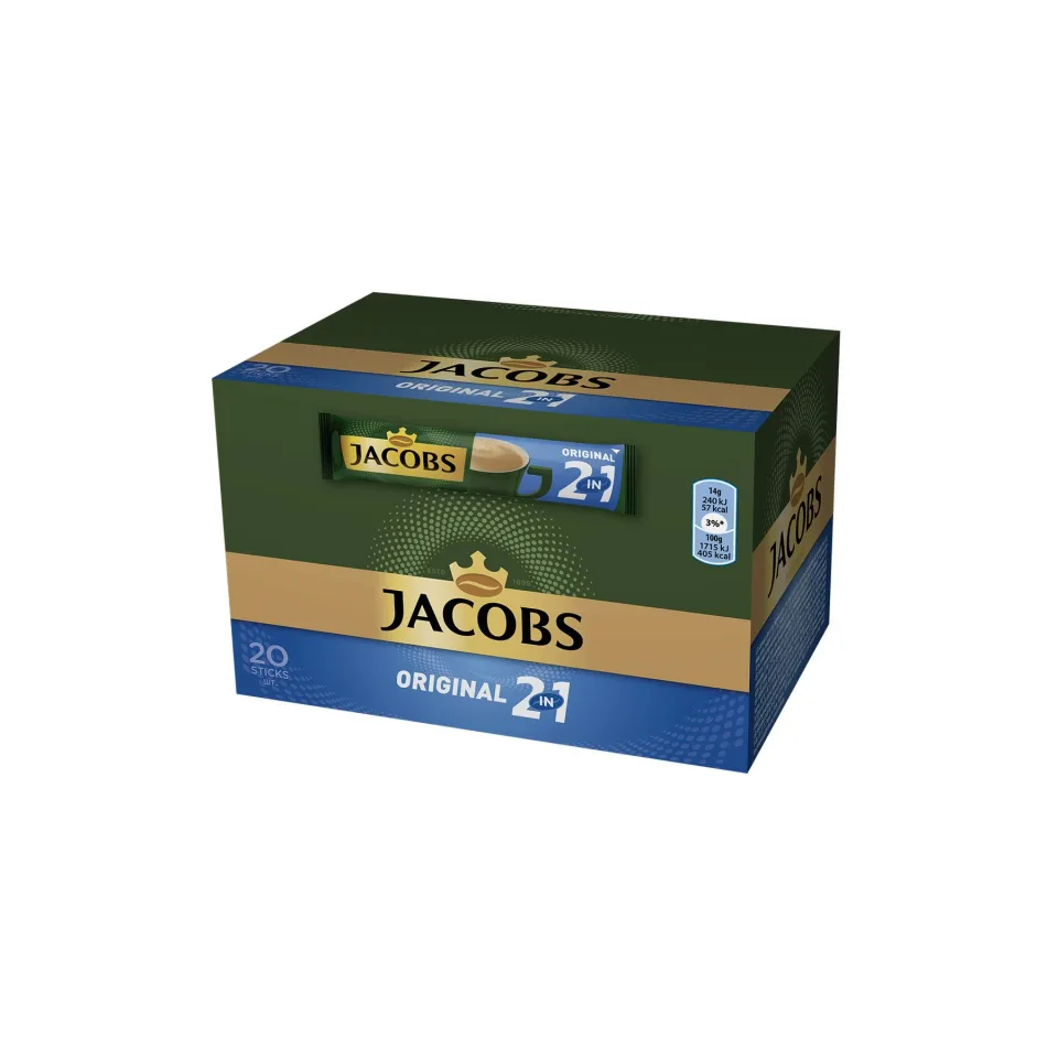 Jacobs 2in1 Cafea instant Originală, plic, 14 g, 20 buc.