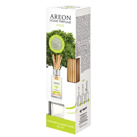 Odorizant Areon Home Perfume, bețișoare, patchouli, lavandă și vanilie, 85 ml