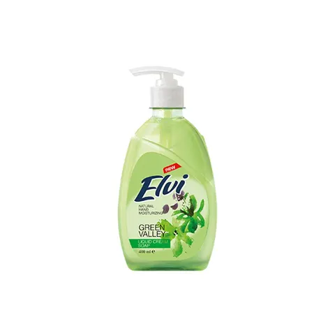 Săpun lichid Elvi, cu pompă, frunze de plante, 400 ml, verde