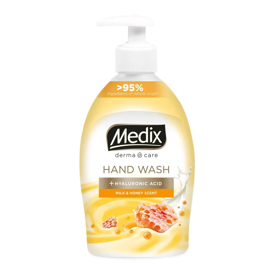 Săpun lichid Medix Cream Milk & Honey, cu pompă, 400 ml, portocaliu