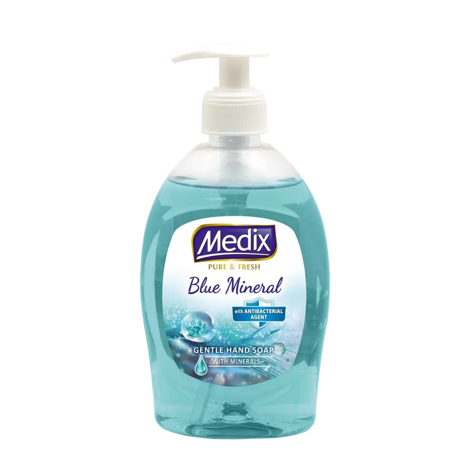 Săpun lichid Medix Pure Blue Mineral, cu pompă, 400 ml, albastru