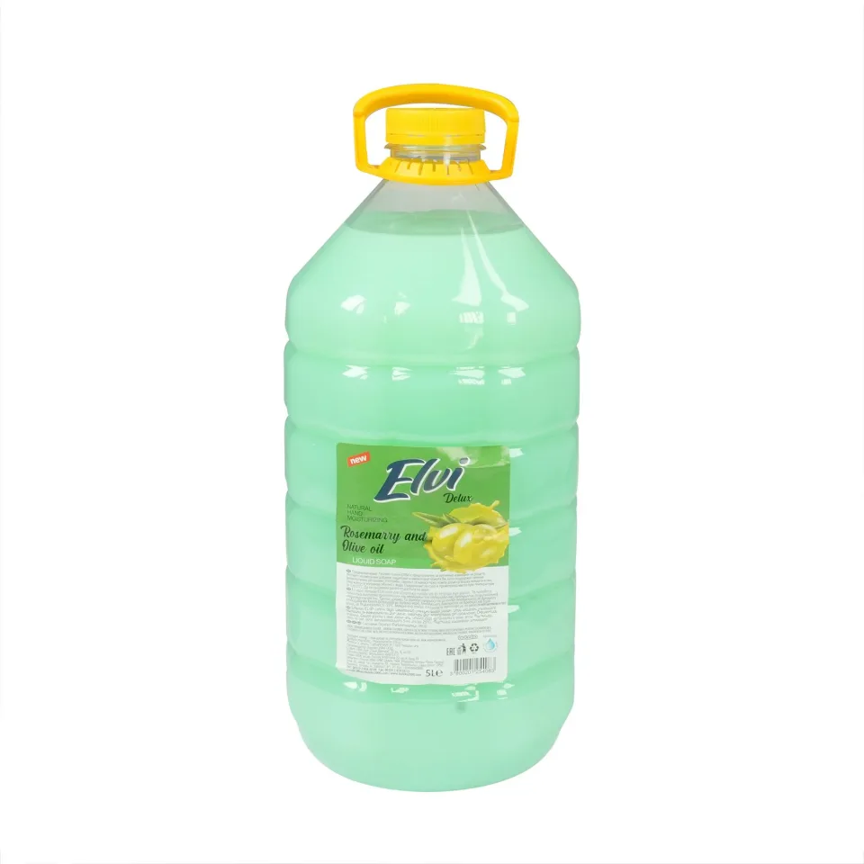 Săpun lichid Elvi, frunze medicinale, 5 L, verde