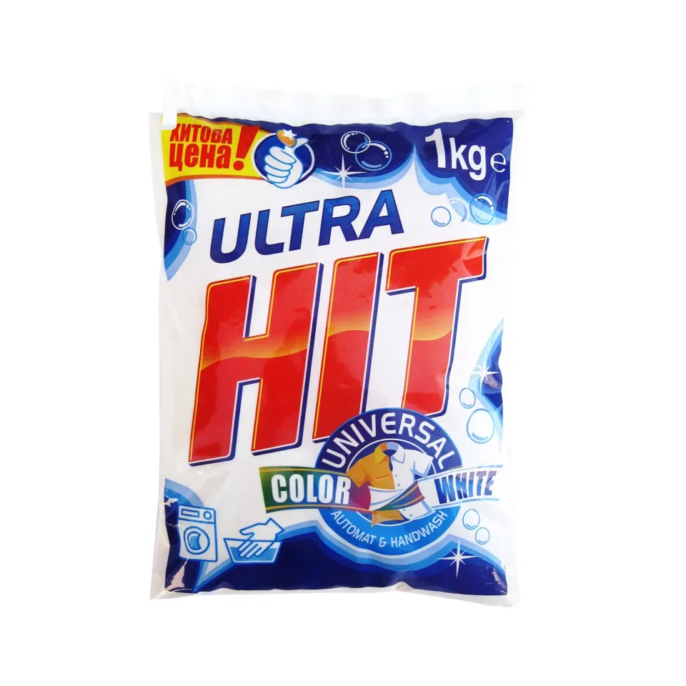 Detergent pentru rufe Ultra Hit, pulbere, universal, pentru rufe albe și colorate, 1 kg