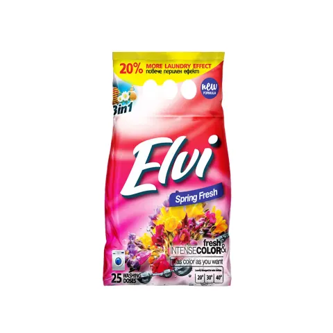Detergent de rufe Elvi, pudră, pentru rufe colorate, prospețime de primăvară, 2 kg