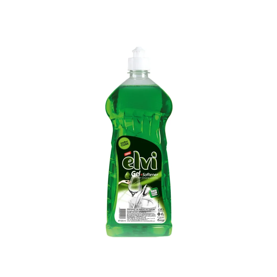 Detergent de spălat vase Elvi Balsam, 500 ml, verde