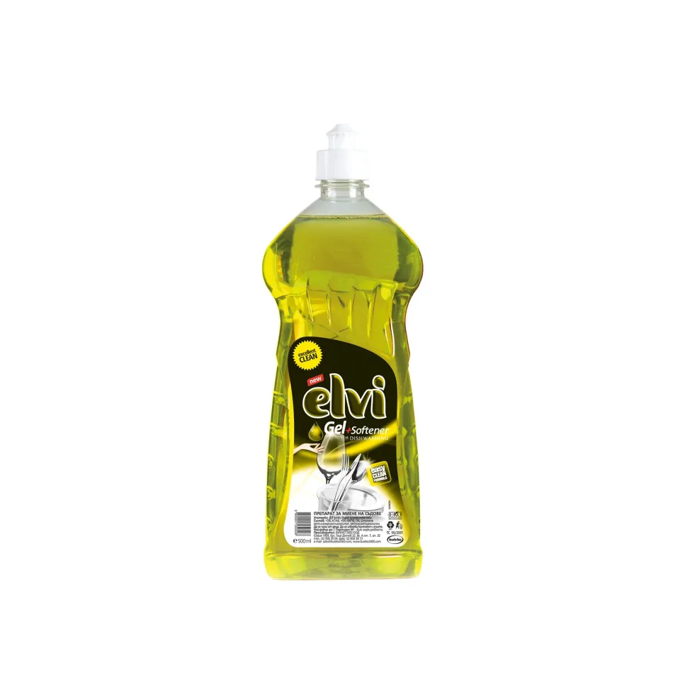 Detergent de vase Elvi Gel + Balsam, lămâie, 500 ml