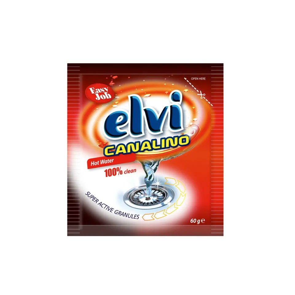 Detergent pentru deblocarea conductelor Elvi Canalino, pentru apă caldă, granule, 60 g