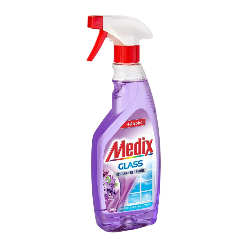 Agent de curățare geamuri Medix, cu pompă, 500 ml, violet