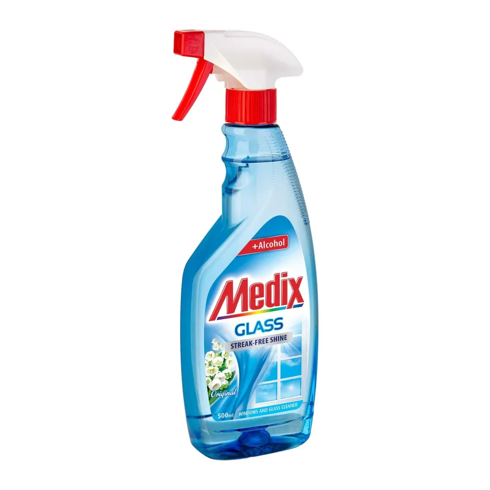 Agent de curățare pentru geamuri Medix Original, cu pompă, 500 ml, albastru