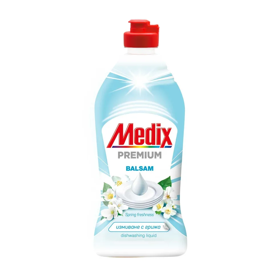 Detergent pentru vase Medix Balsam, prospețime de primăvară, 415 ml, alb