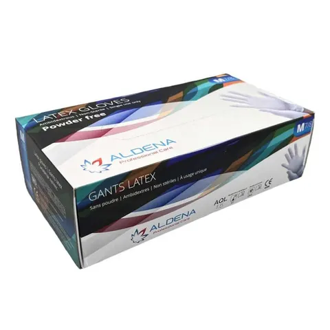 Mănuși Aldena, latex, L, nesterile, fără pudră, 100 bucăți