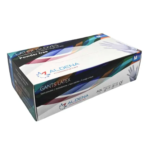 Mănuși Aldena, latex, M, non-sterile, fără pudră, 100 bucăți