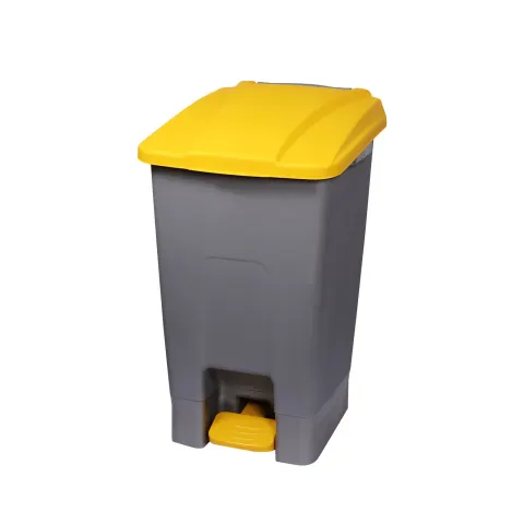 Coș pentru deșeuri Planet, pentru colectare separată, cu pedală, plastic, 70 L, galben