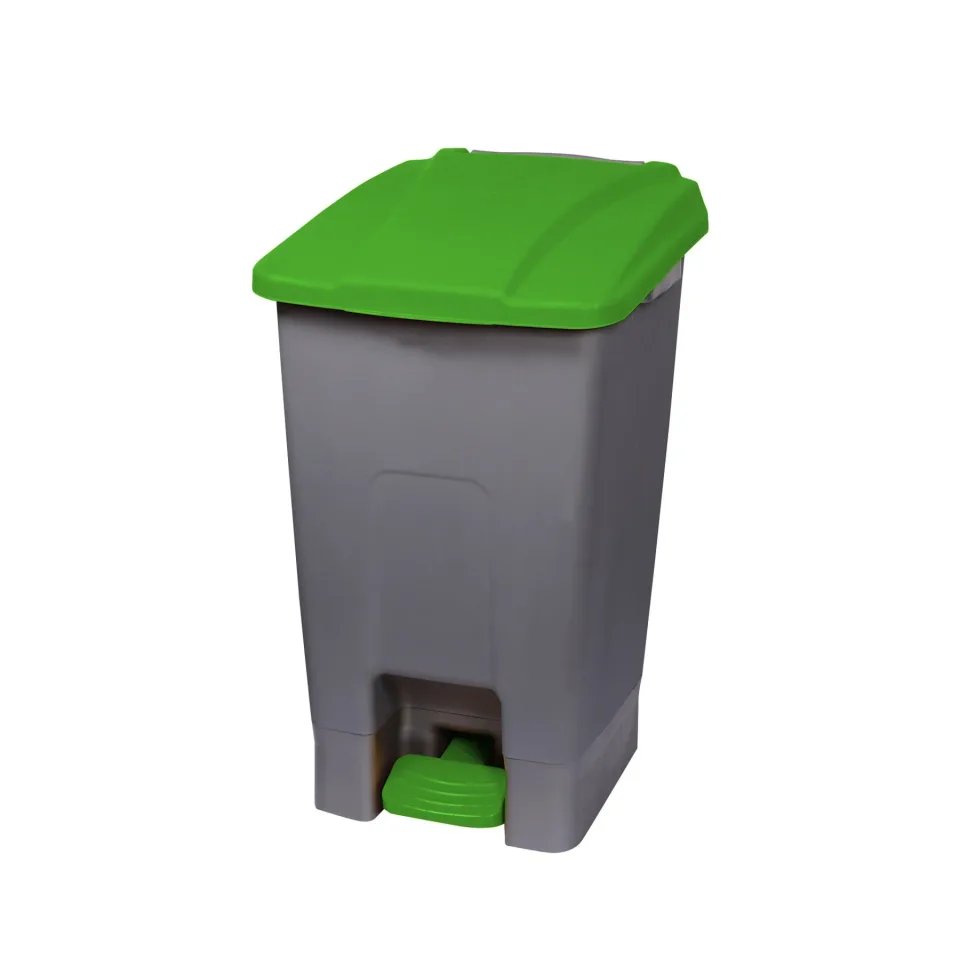 Coș pentru deșeuri Planet, pentru colectare separată, cu pedală, plastic, 70 L, verde
