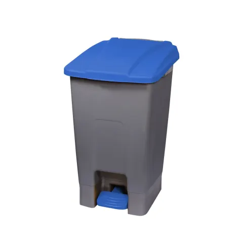 Coș pentru deșeuri Planet, pentru colectare selectivă, cu pedală, plastic, 70 L, albastru