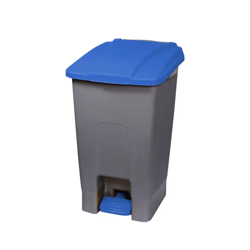 Coș pentru deșeuri Planet, pentru colectare selectivă, cu pedală, plastic, 70 L, albastru