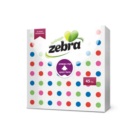 Șervețele Zebra, cu puncte, 1 strat, 45 buc.