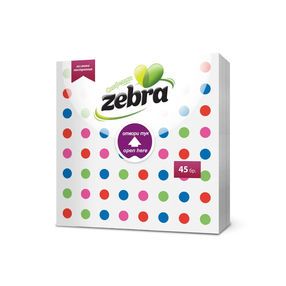 Șervețele Zebra, cu puncte, 1 strat, 45 buc.