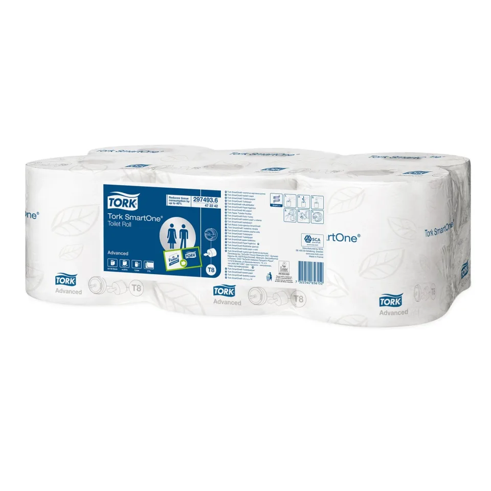 Hârtie igienică Tork Smart One T8, două straturi, celuloză, 207 m, 6 bucăți, 1150 foi