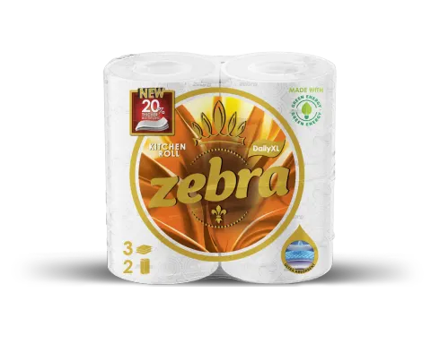 Prosoape de bucătărie Zebra Daily XL, 3 straturi, 100% celuloză, 2 role