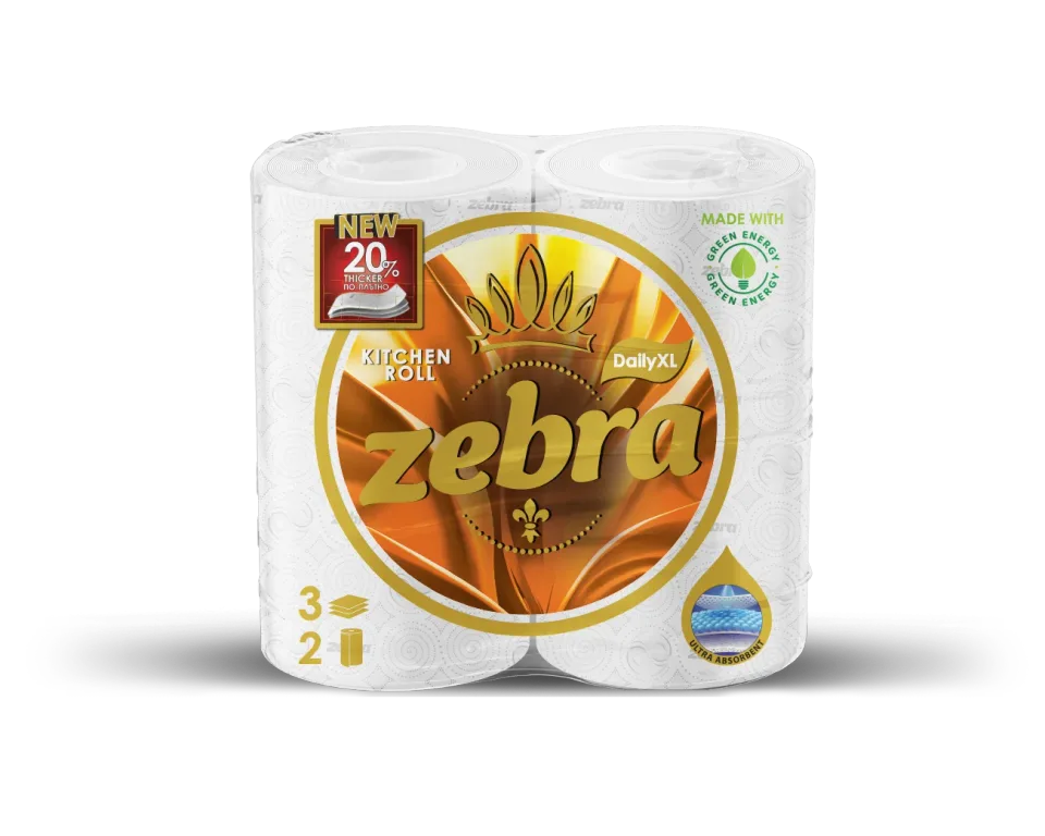 Prosoape de bucătărie Zebra Daily XL, 3 straturi, 100% celuloză, 2 role