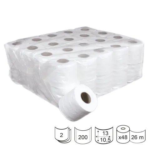 Hârtie igienică, două straturi, celuloză, 80 g, 48 bucăți